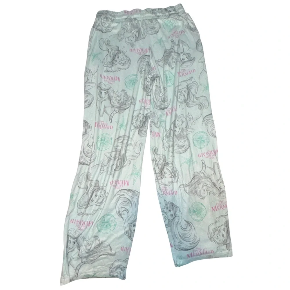 Disney The Little Mermaid Women's Sleep Pants large 12/14 blue sleeping - Picture 3 of 8
